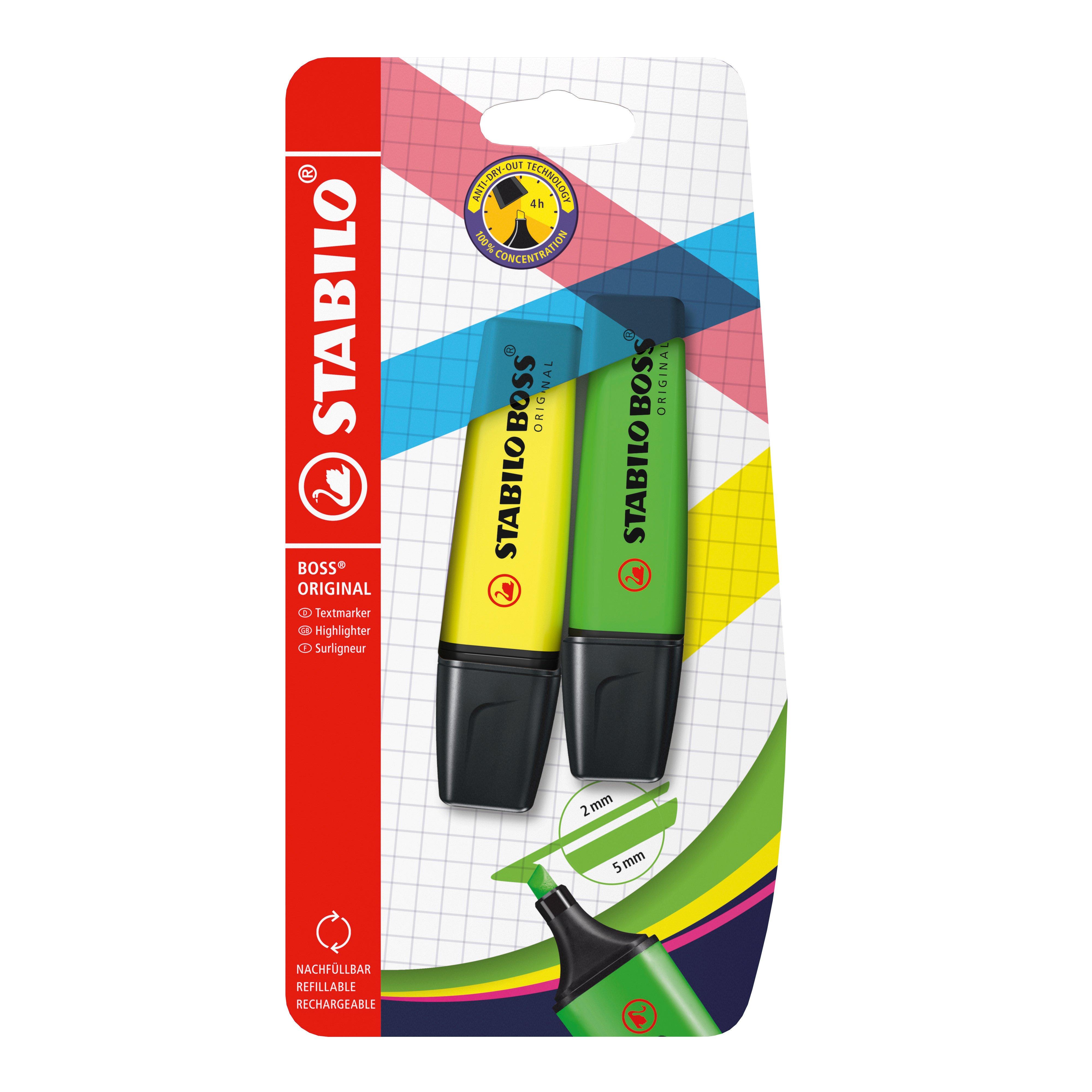 STABILO Surligneur x2 BOSS Original - Jaune / Vert