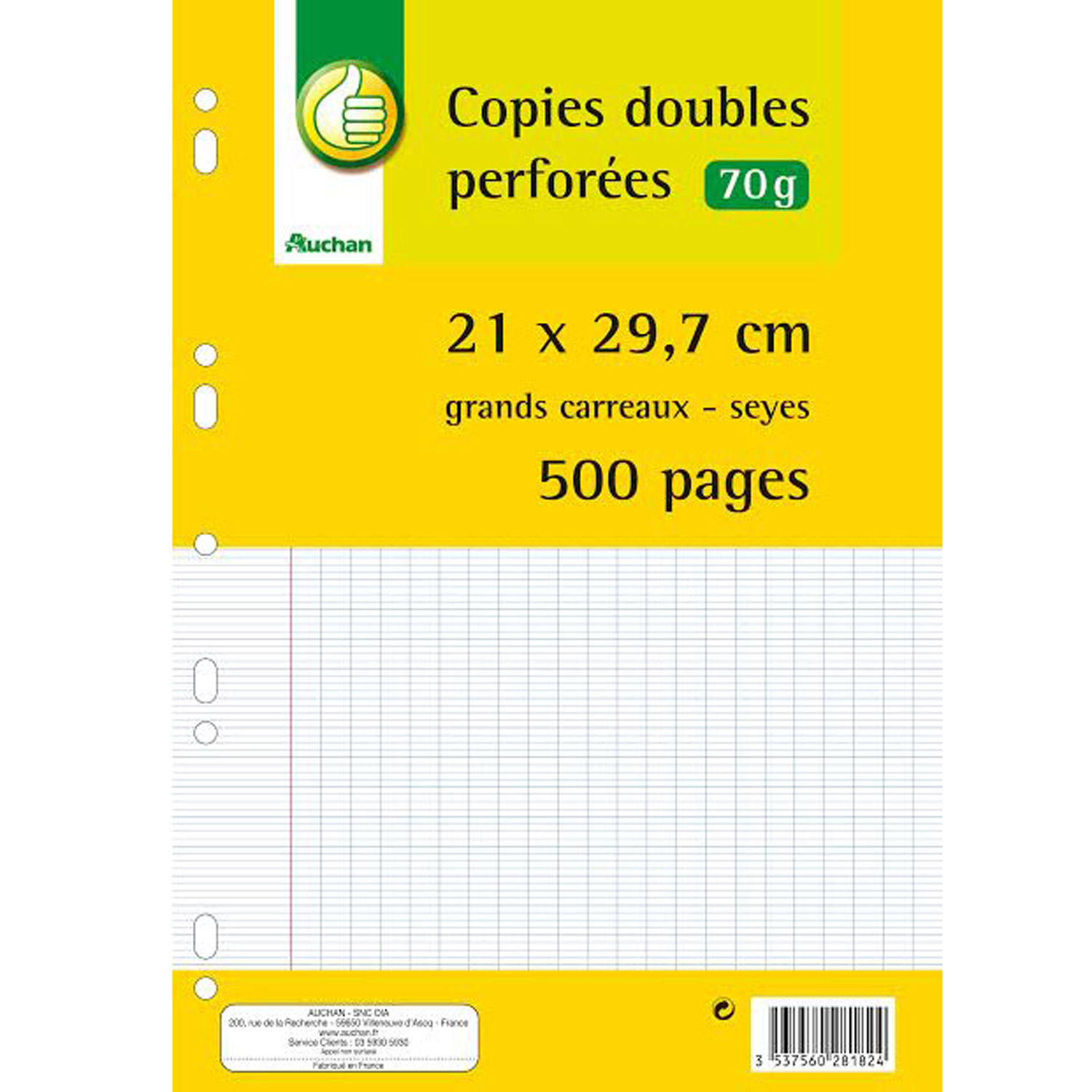 POUCE Copies doubles perforées A4 500 pages