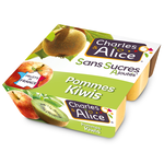 CHARLES & ALICE Spécialité pommes kiwis sans sucres ajoutés 4x97g