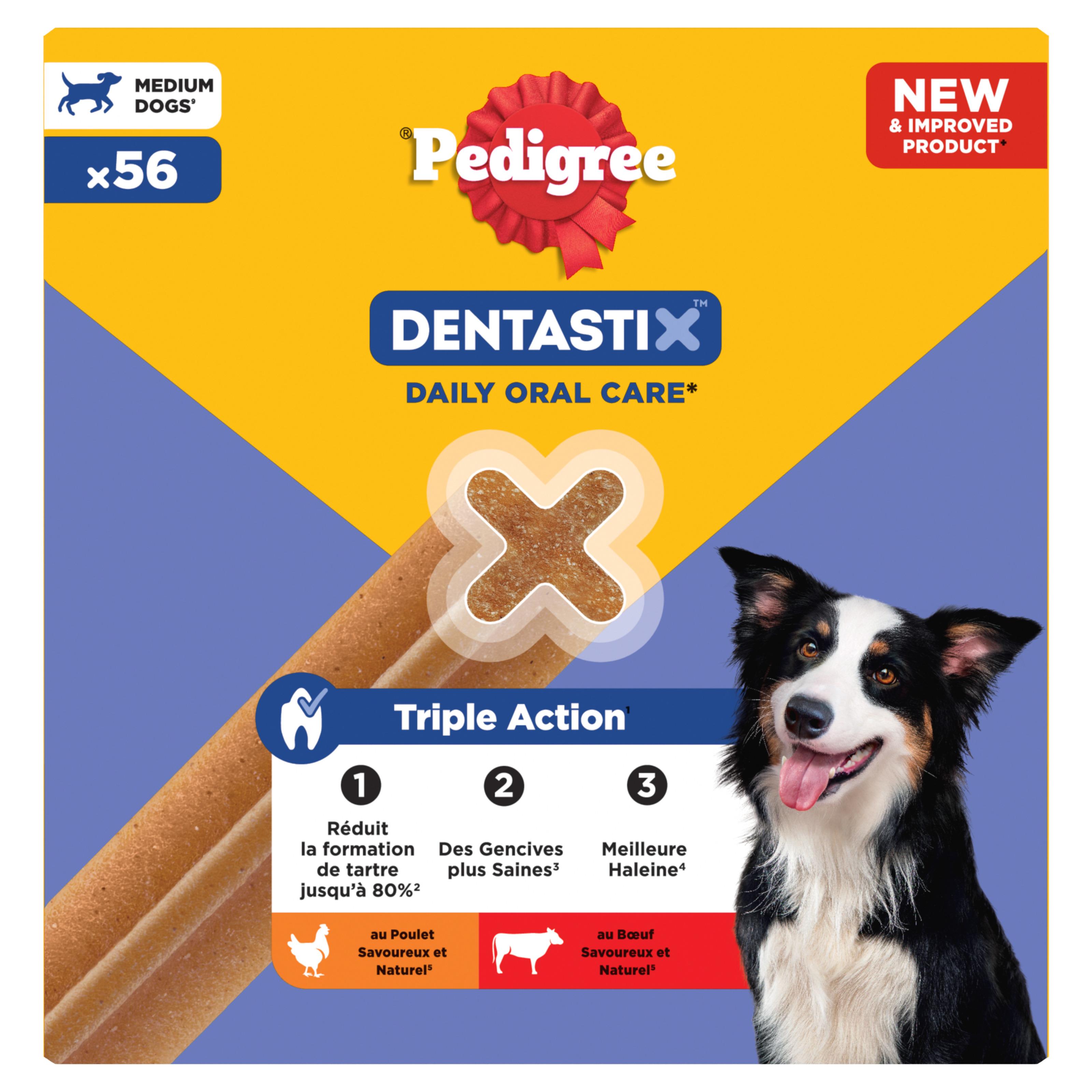 Voir la diapositive 2 : PEDIGREE Dentastix batônnets hygiène bucco-dentaire pour moyen chien 56 sticks 1.44kg