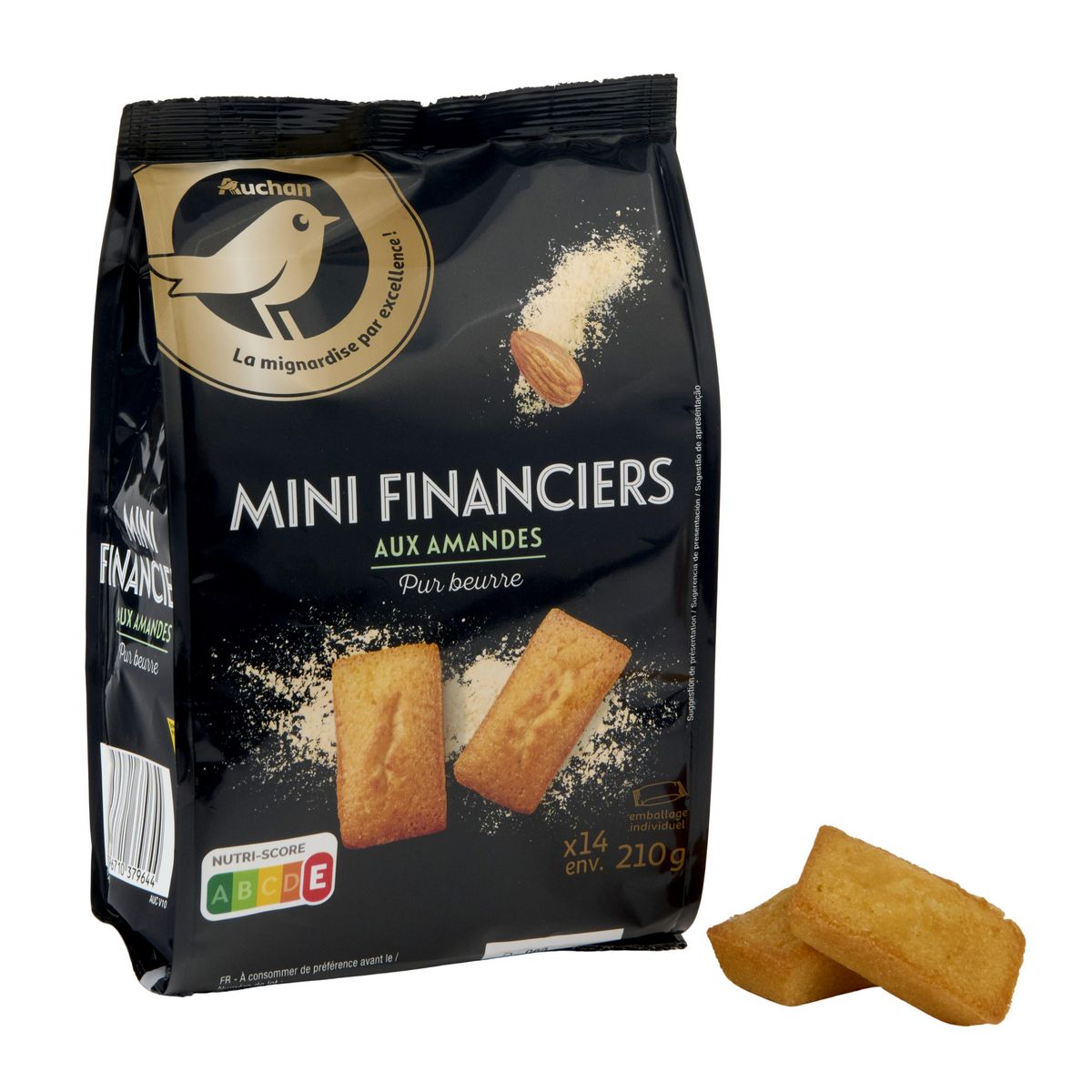 AUCHAN GOURMET Mini financiers aux amandes environ 14 financiers 210g
