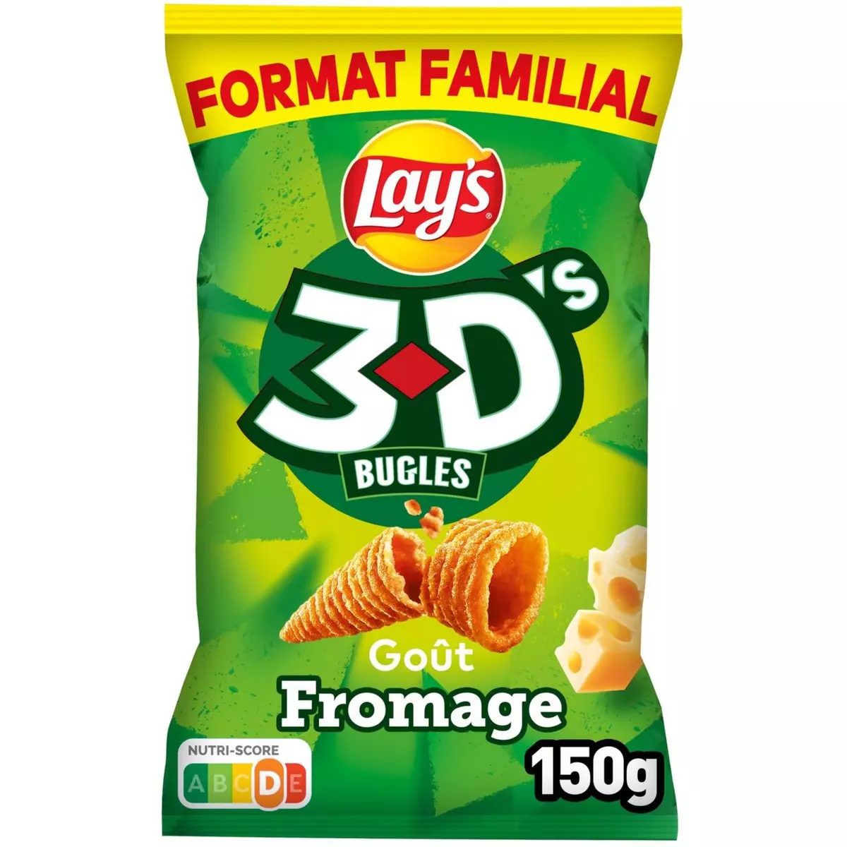 LAY'S Biscuits soufflés 3D's bugles goût fromage format familial 150g