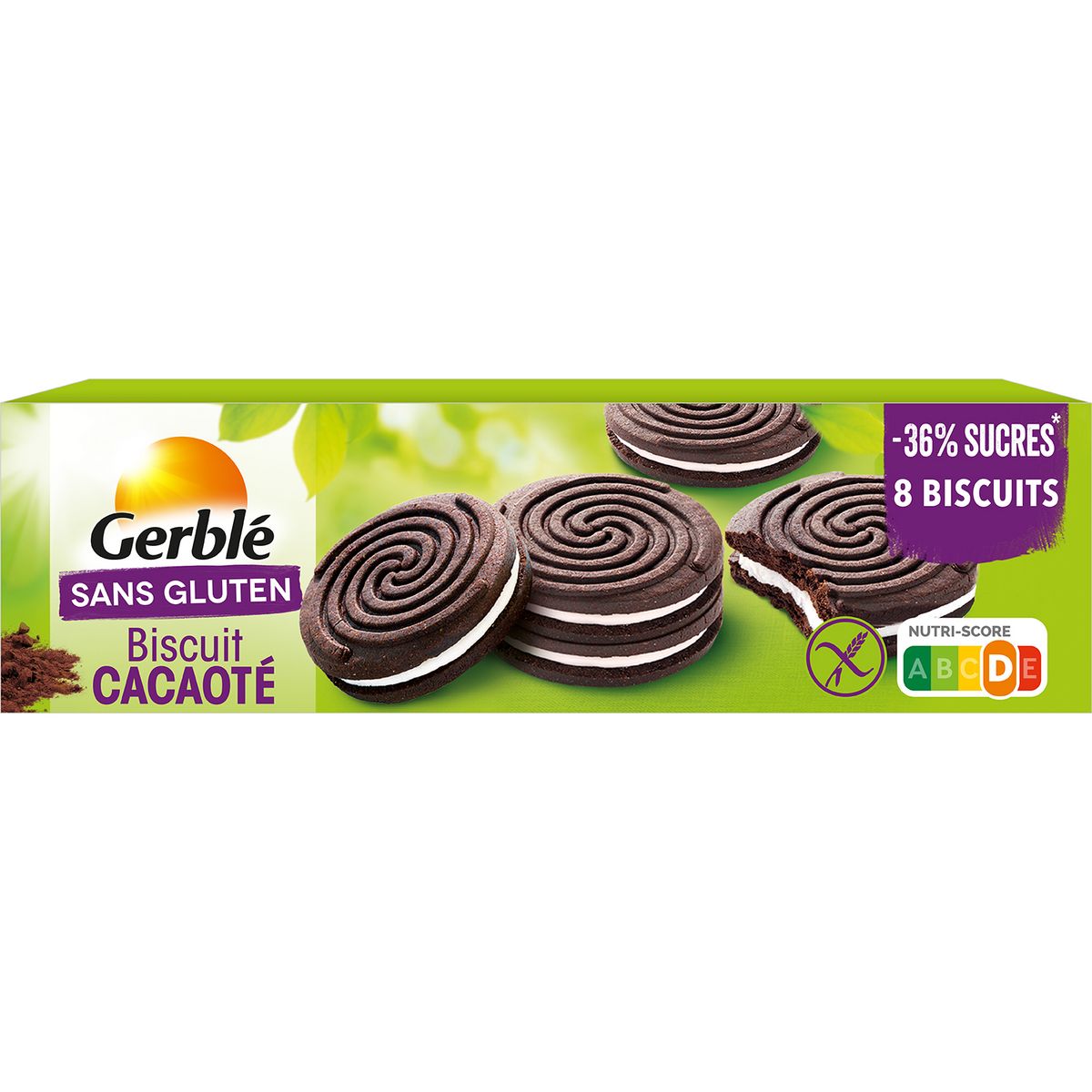 GERBLE Biscuit cacaoté sans gluten 8 biscuits 125g