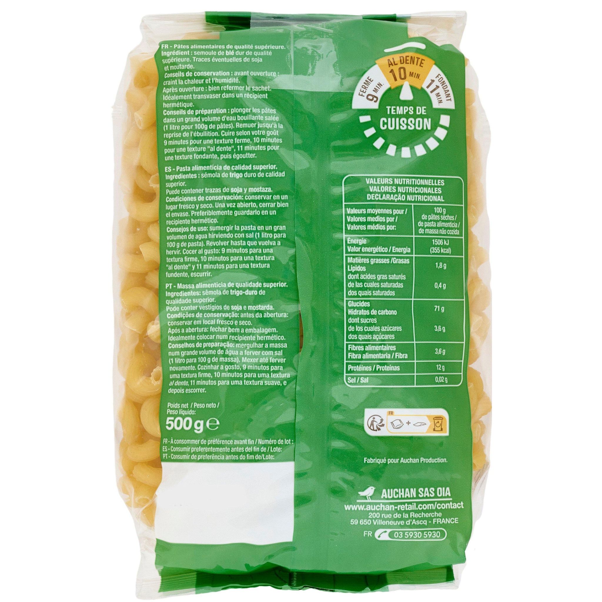 Voir la diapositive 2 : AUCHAN Serpentini 500g