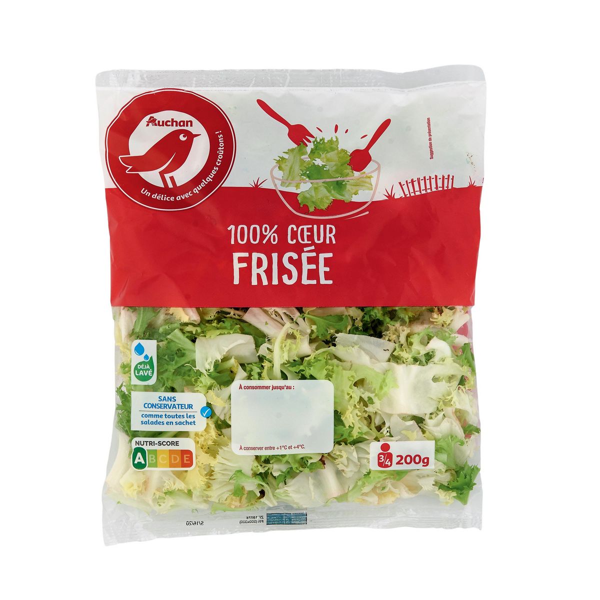 AUCHAN Cœur frisée 3-4 parts 200g