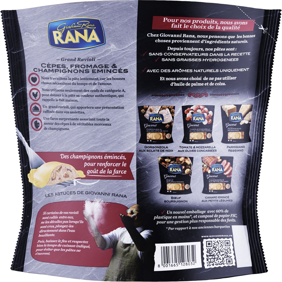 RANA Grand ravioli aux cèpes et aux champignons émincés 2 portions 250g