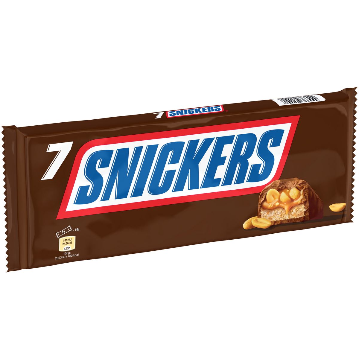 SNICKERS Barres chocolatées aux cacahuètes grillées et caramel 7 barres 350g