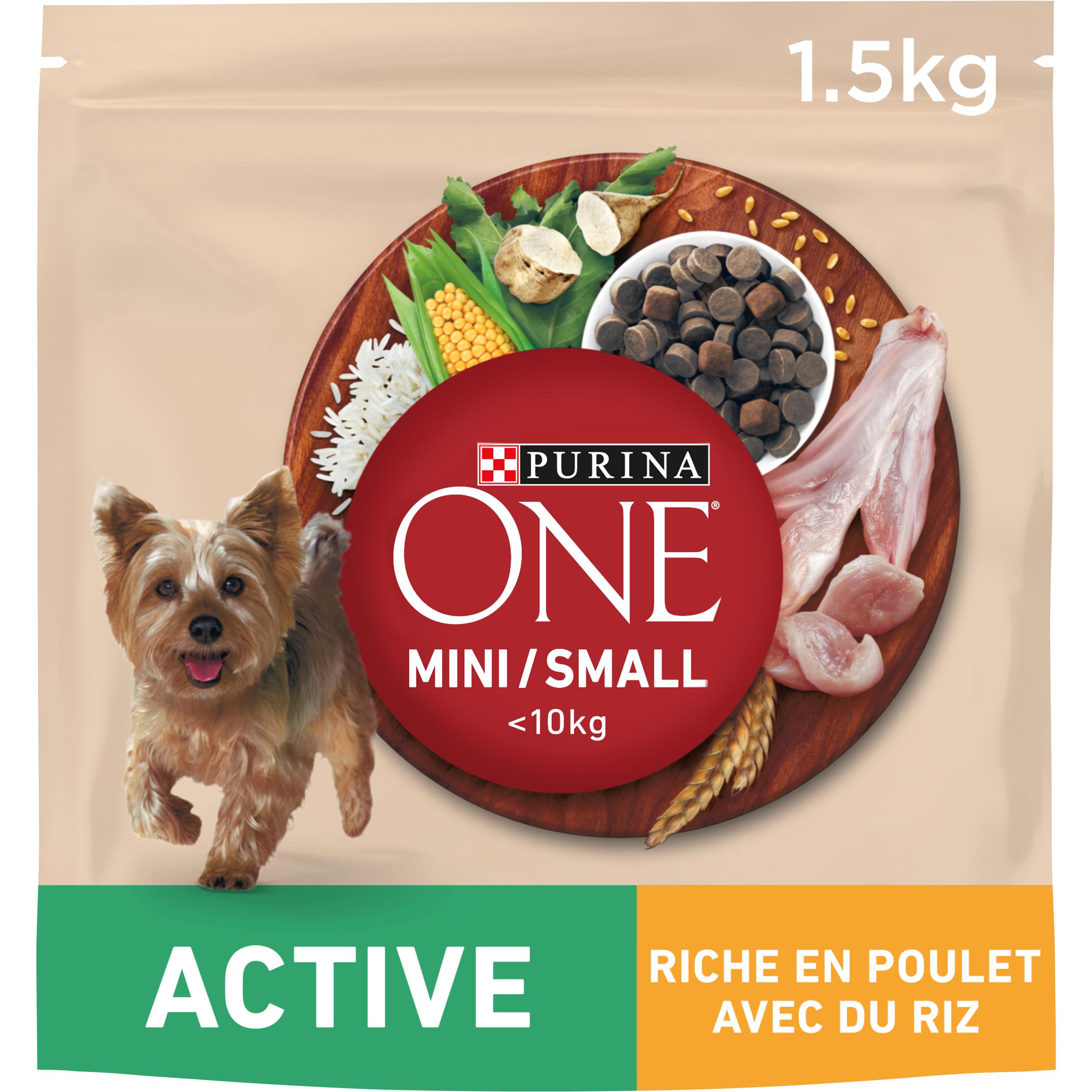 Voir la diapositive 2 : PURINA ONE Croquettes au poulet riz pour petit chien 1,5kg