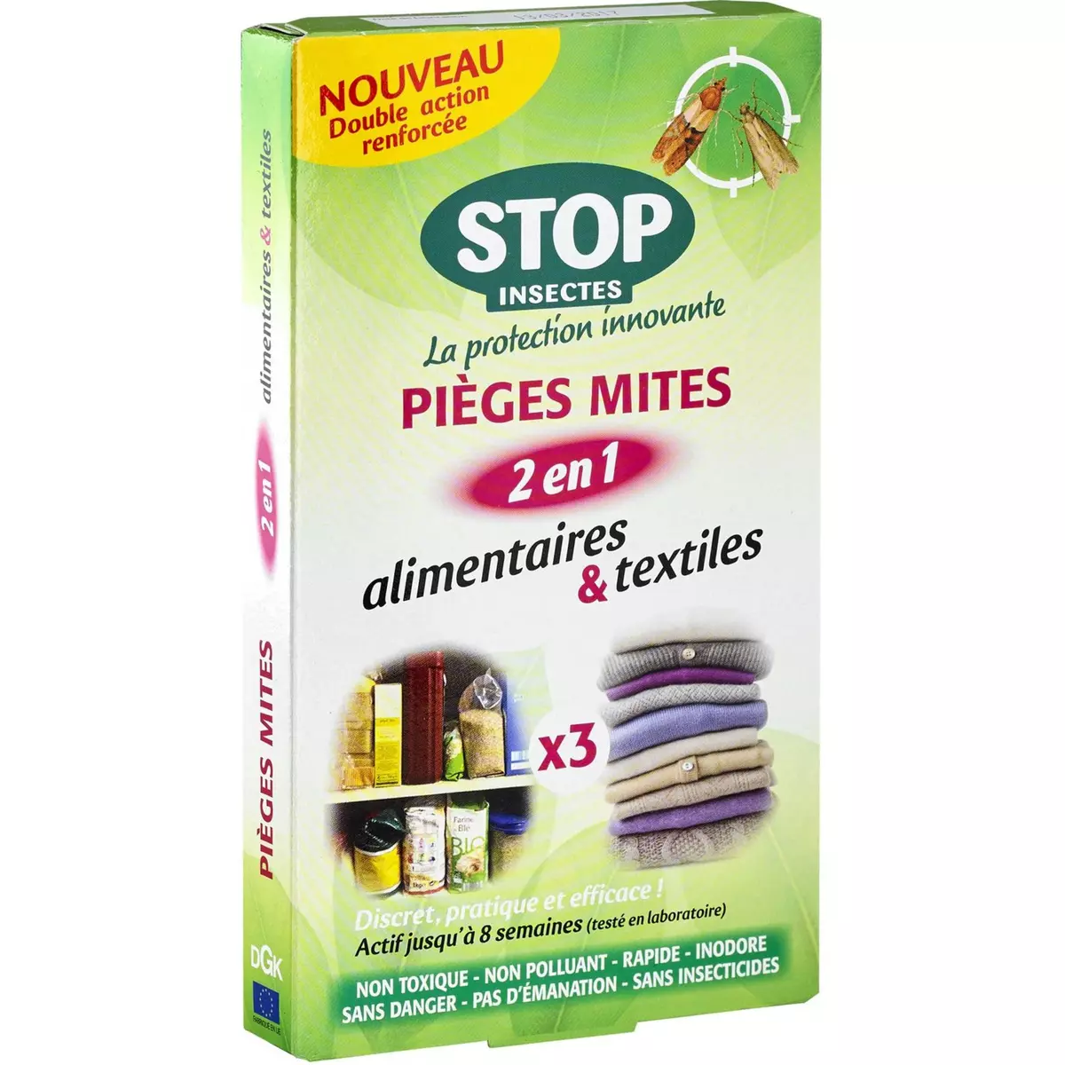 STOP INSECTES Pièges anti-mites alimentaires & textiles efficace 3x8semaines 3 pièges