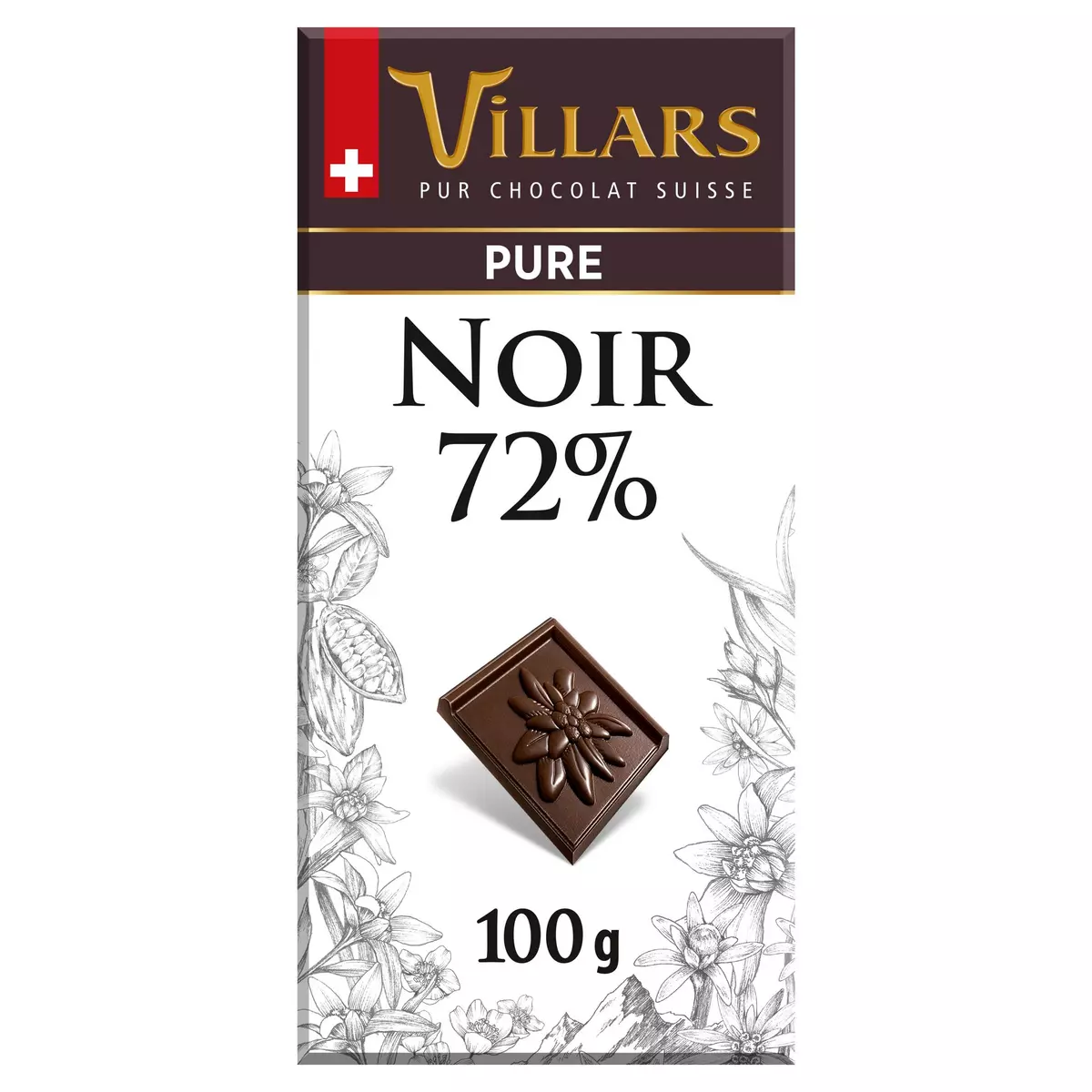 VILLARS Tablette de chocolat noir Suisse aux amandes 1 tablette