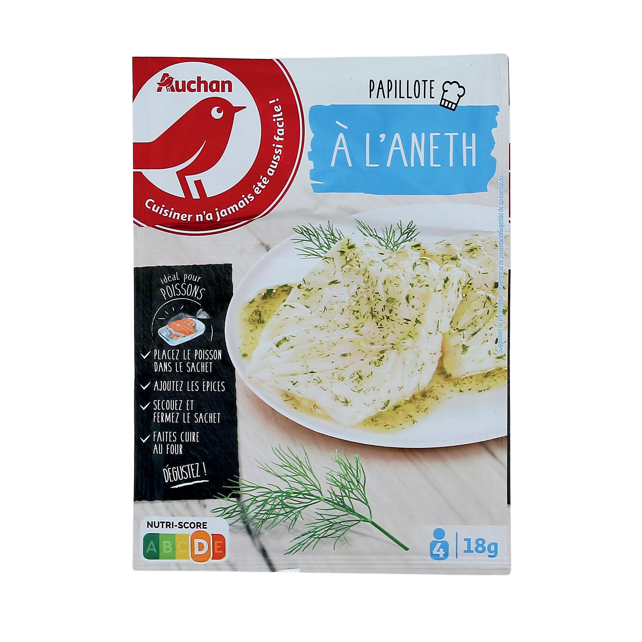 Voir la diapositive 2 : AUCHAN Papillote à l'aneth 18g