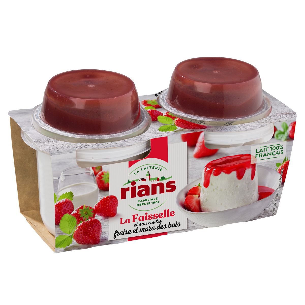 RIANS Faisselle et coulis de fraises 2x120g