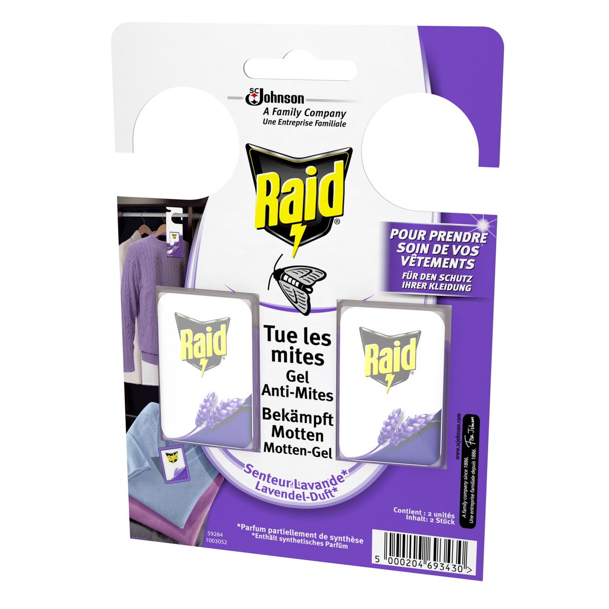 RAID Sachets armoires gel anti-mites parfum lavande 2 sachets