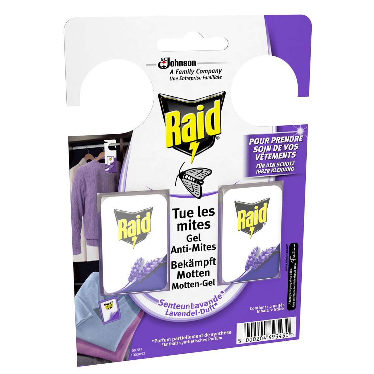 RAID Sachets armoires gel anti-mites parfum lavande 2 sachets