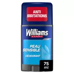 WILLIAMS Déodorant homme stick 48h anti irritations peau sensible sans sels d'aluminium 75ml
