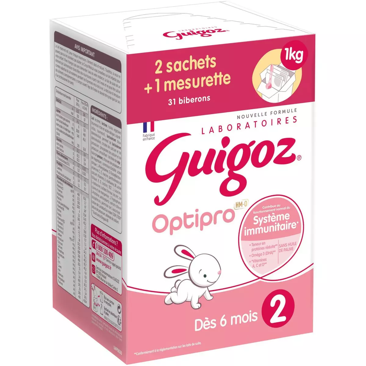 GUIGOZ Optipro 2 sachet lait 2ème âge en poudre dès 6 mois 1kg