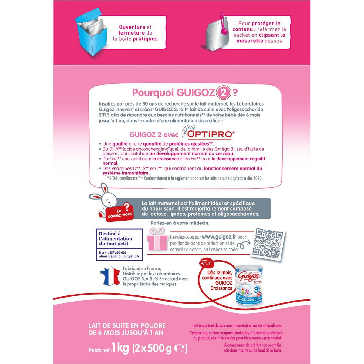 GUIGOZ Optipro 2 sachet lait 2ème âge en poudre dès 6 mois 1kg