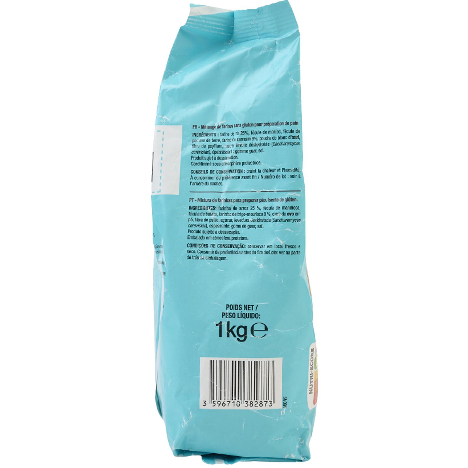 Voir la diapositive 2 : AUCHAN Préparation pour pain sans gluten 1kg