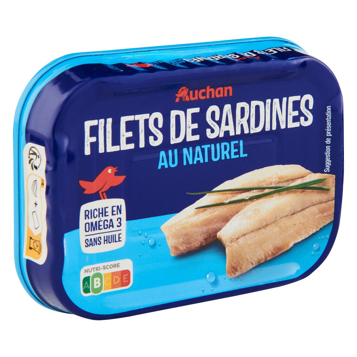 AUCHAN Filets de sardines au naturel 70g