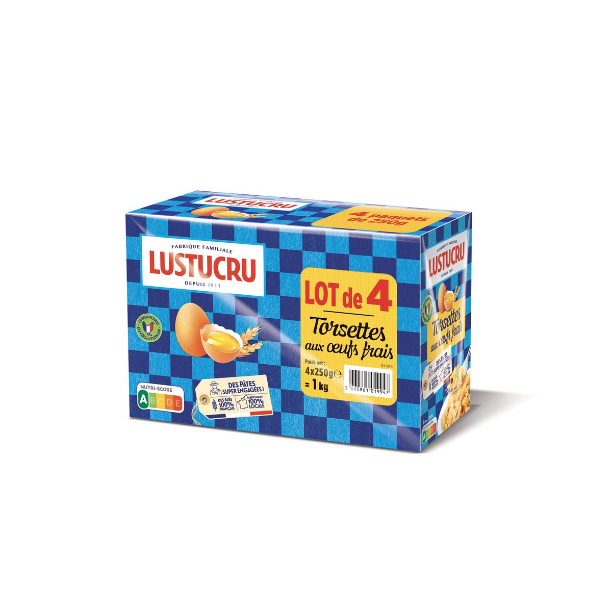LUSTUCRU Torsettes aux œufs frais  4x250g