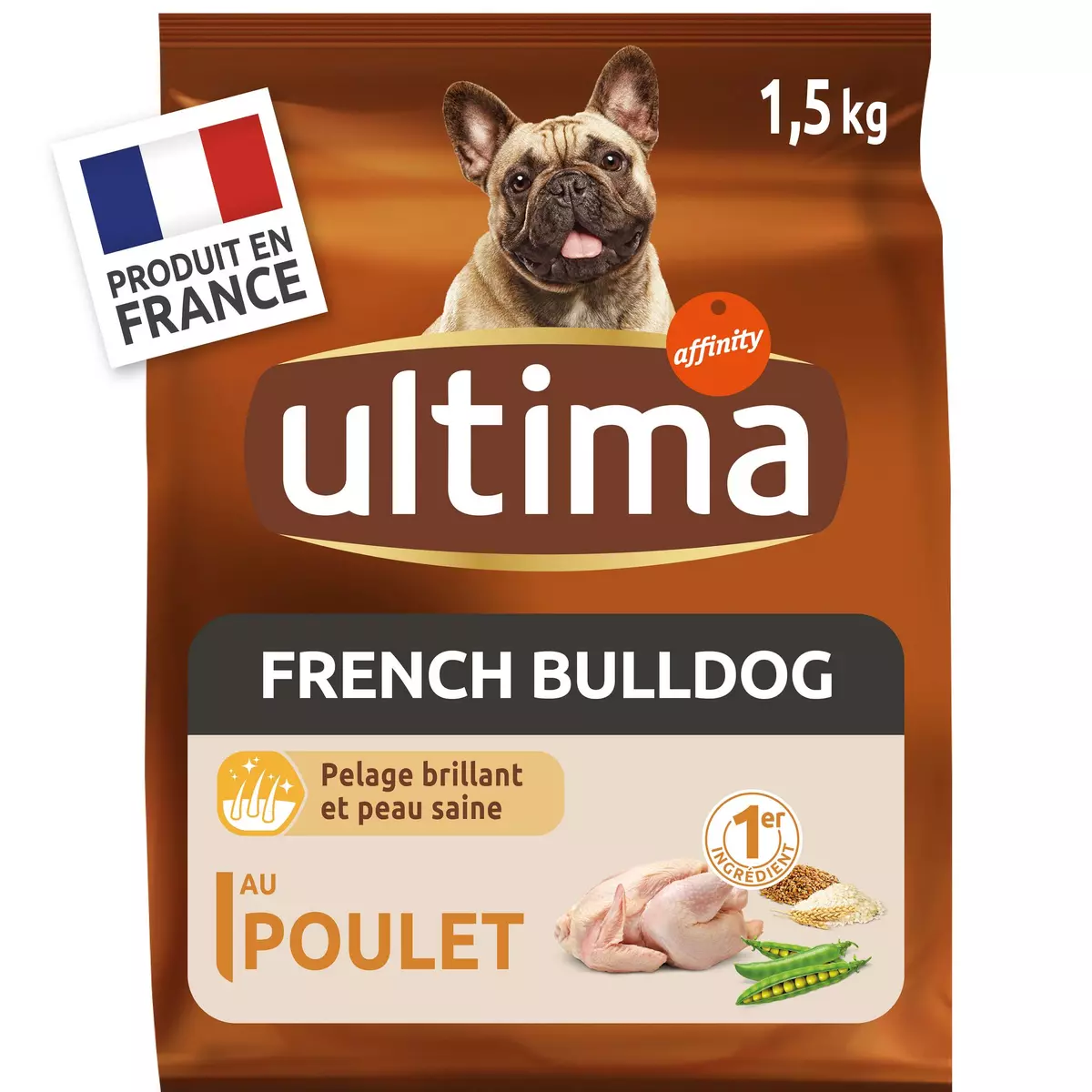 ULTIMA Croquettes french bulldog au poulet pour chien 1,5kg