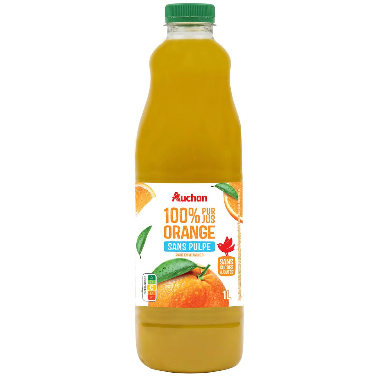 AUCHAN Pur jus d'orange sans pulpe 1l