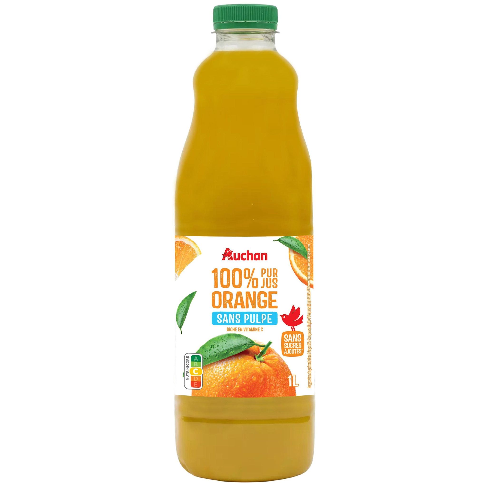 Voir la diapositive 2 : AUCHAN Pur jus d'orange sans pulpe 1l