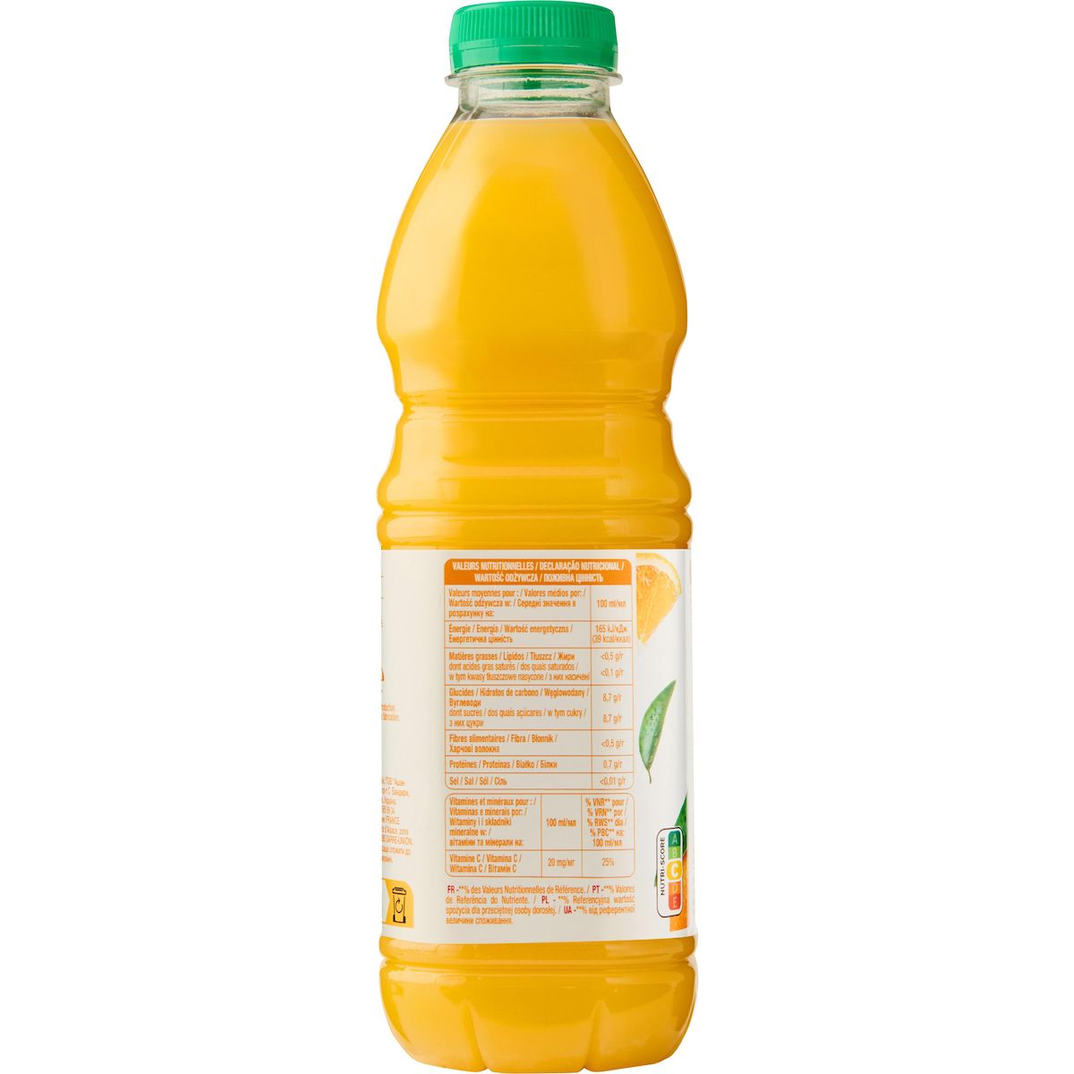 AUCHAN Pur jus d'orange sans pulpe 1l