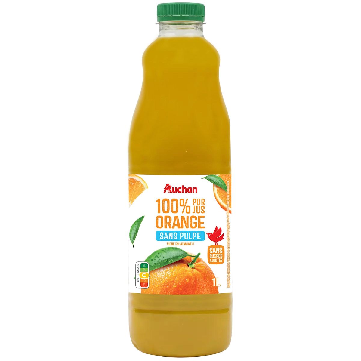 AUCHAN Pur jus d'orange sans pulpe 1l
