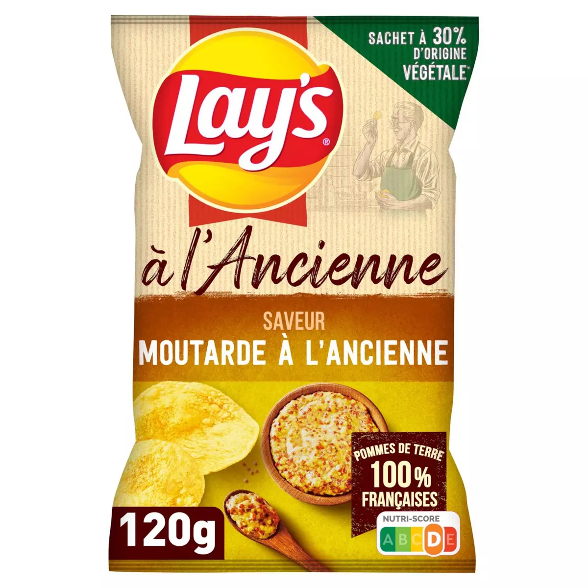 LAY'S Chips à l'ancienne goût moutarde à l'ancienne 120g
