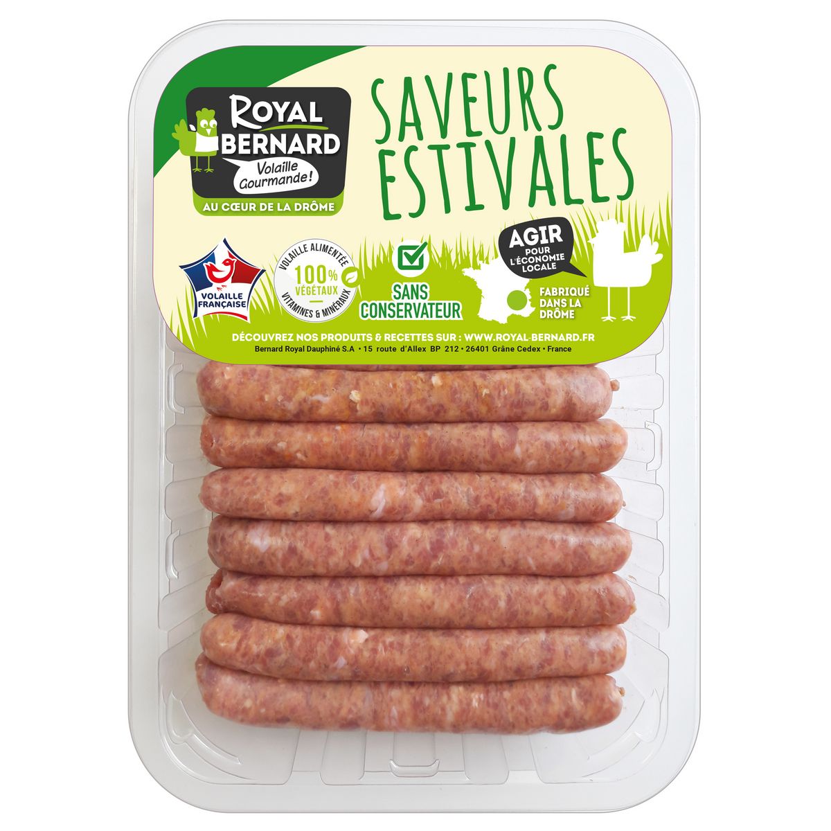ROYAL BERNARD Saucisse de dinde nature 600g