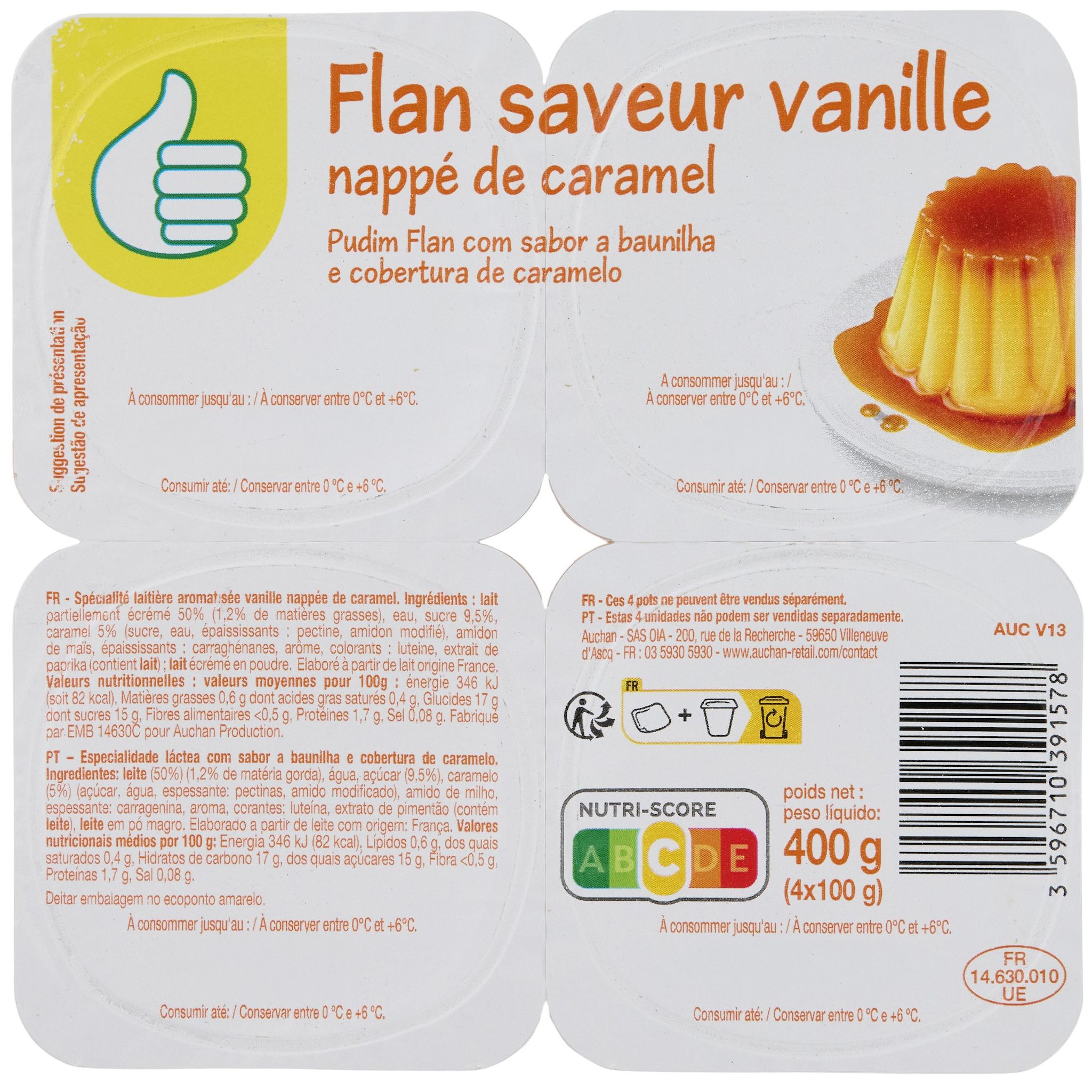 Voir la diapositive 3 : POUCE Flan nappé au caramel 4x100g