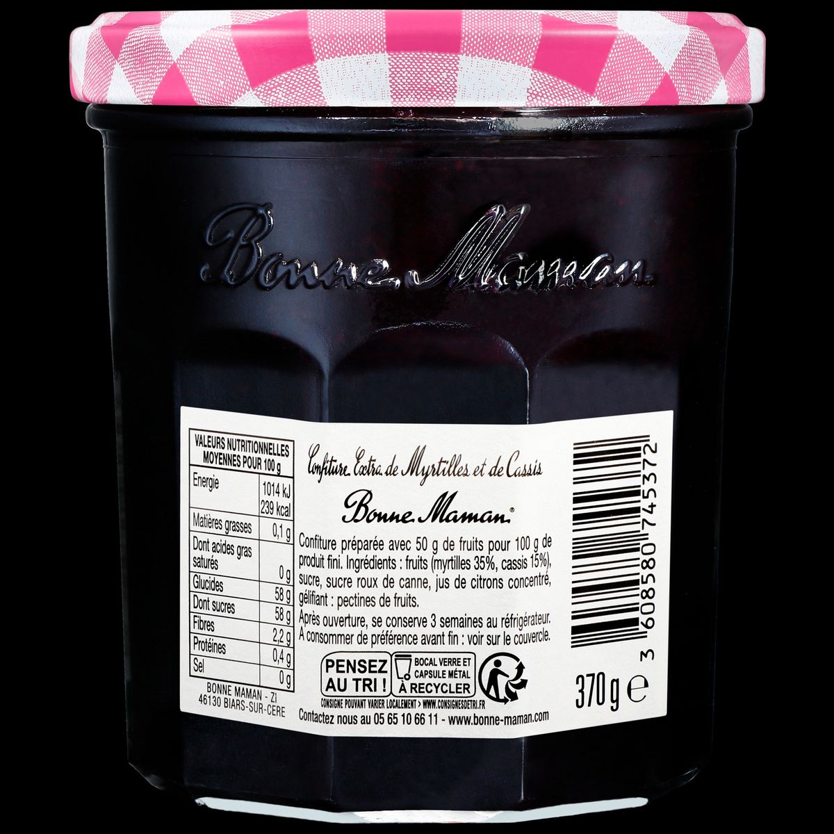 BONNE MAMAN Confiture myrtilles et cassis 370g