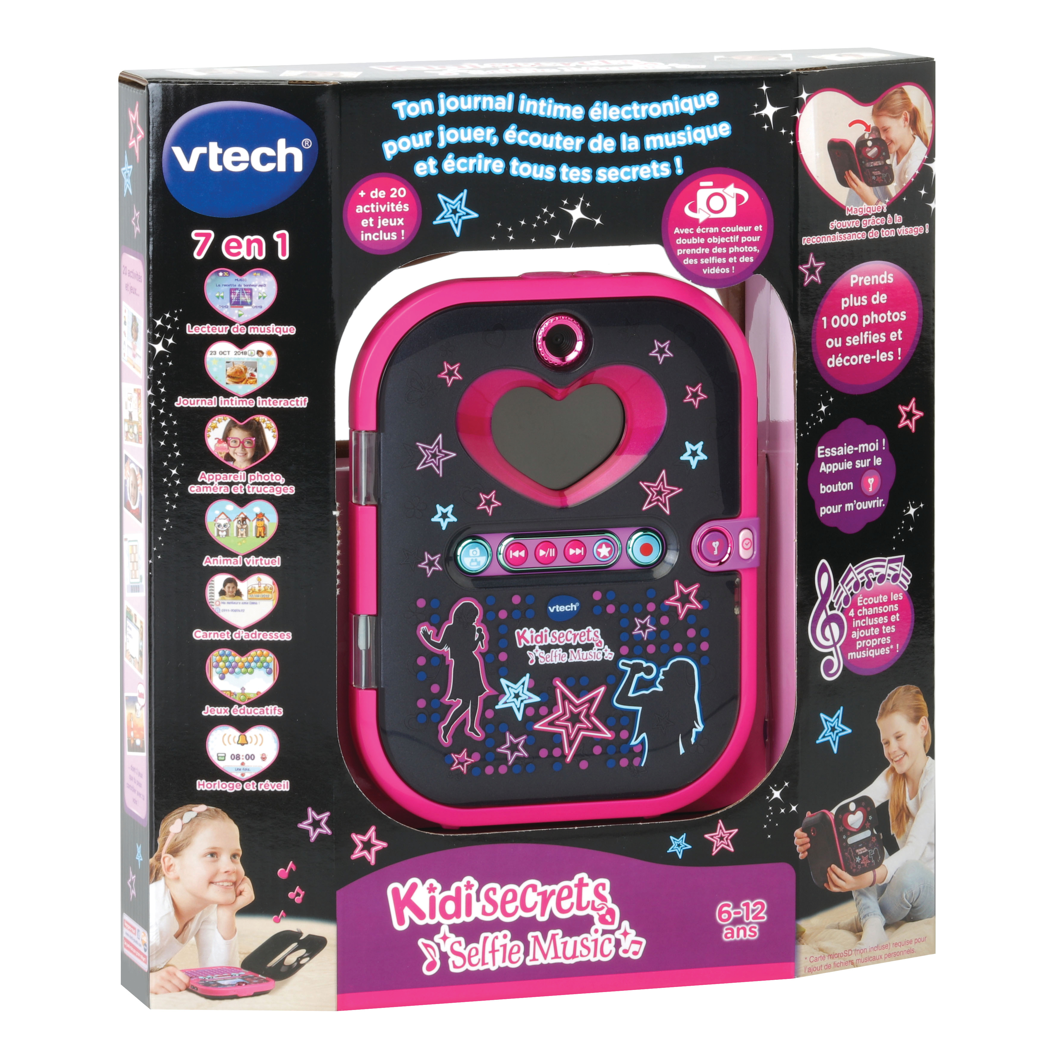 Voir la diapositive 2 : VTECH Agenda électronique Kidisecrets Selfie Music Noir