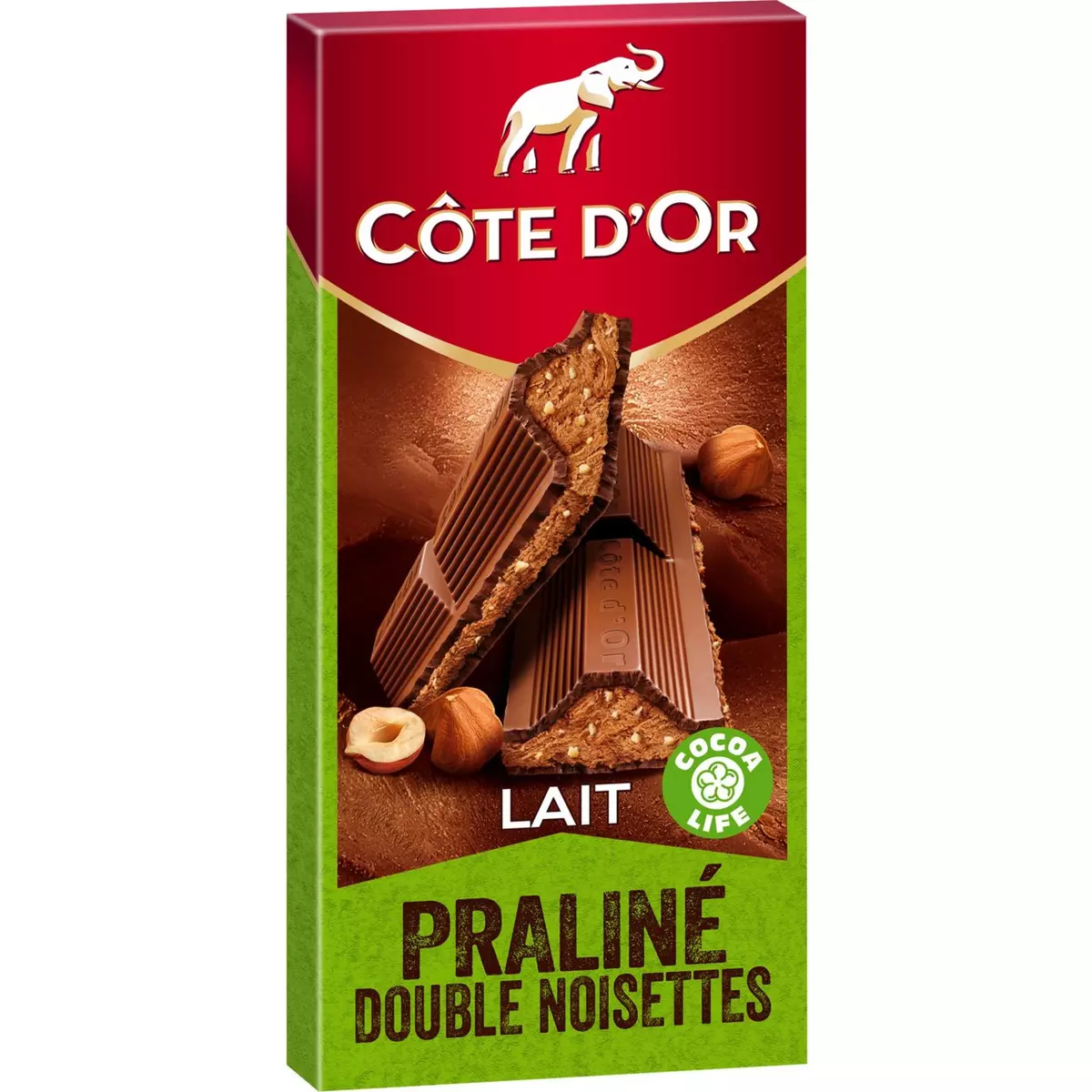 COTE D'OR Tablette de chocolat au lait fourré praliné double noisettes 1 pièce 200g