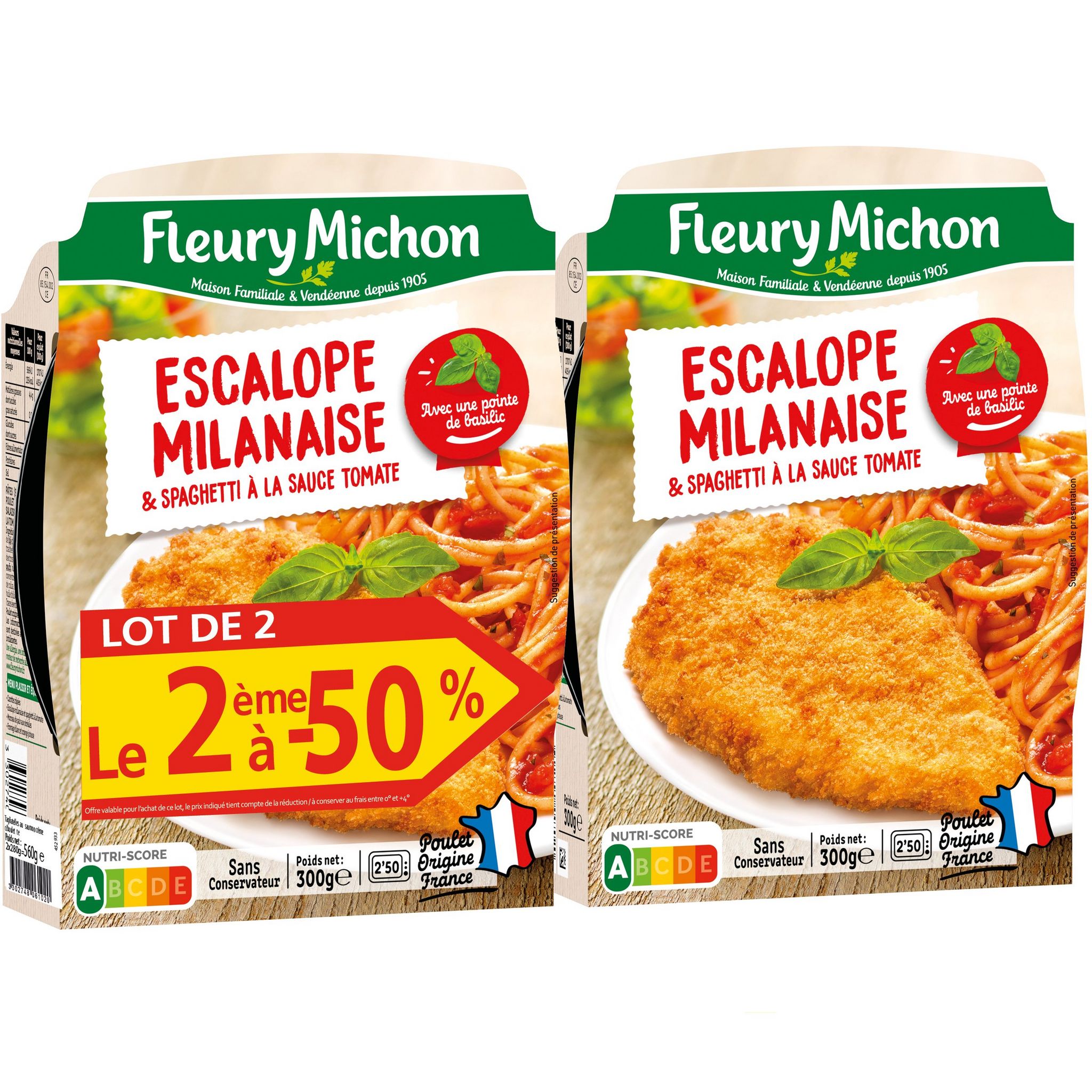 FLEURY MICHON Escalope milanaise et spaghetti à la sauce tomate pointe ...