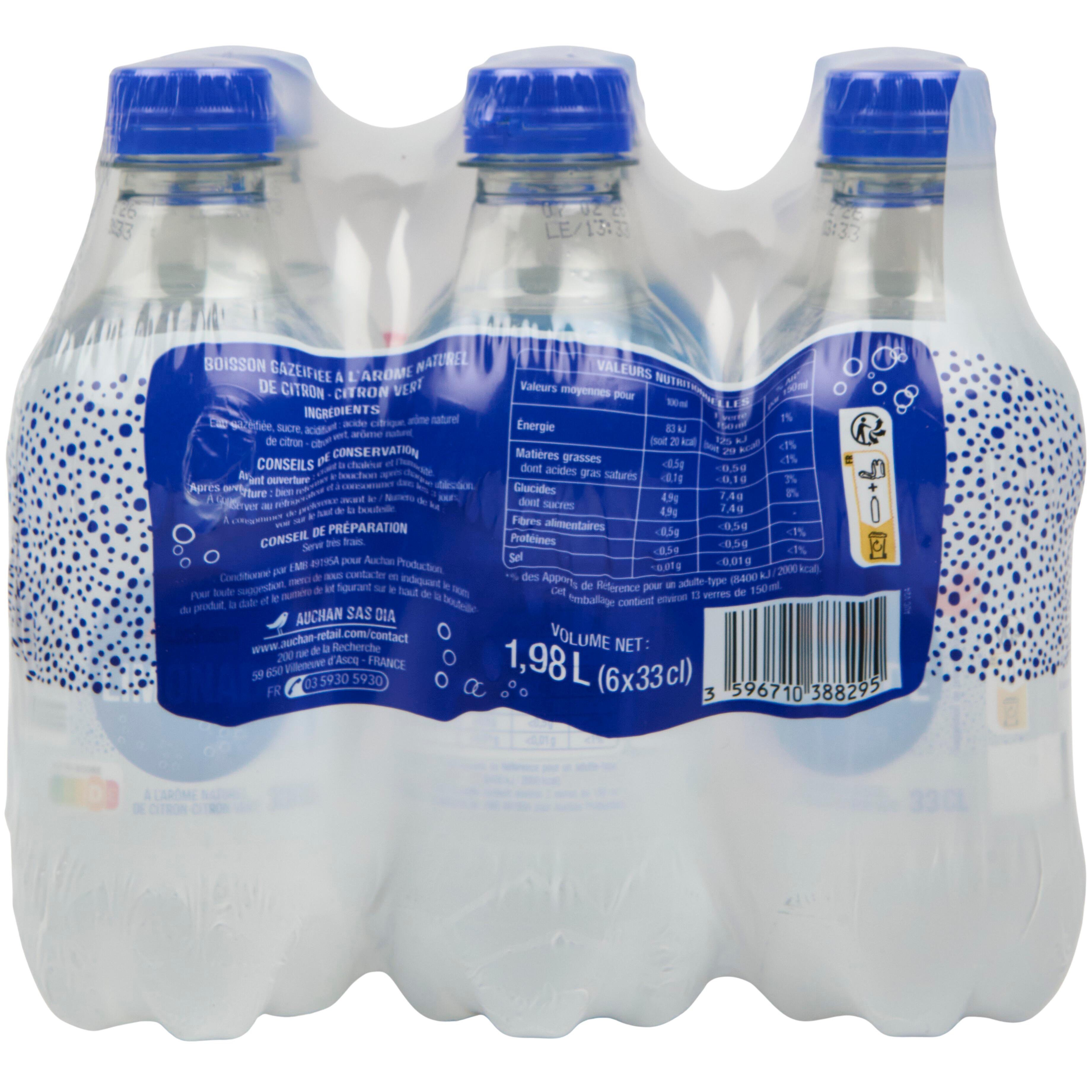 Voir la diapositive 2 : AUCHAN Limonade bouteilles 6x33cl