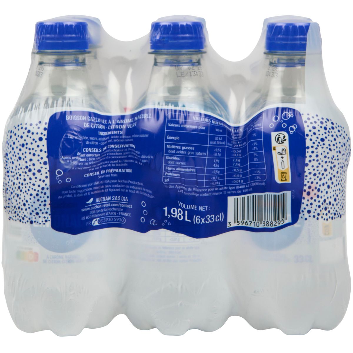 AUCHAN Limonade bouteilles 6x33cl