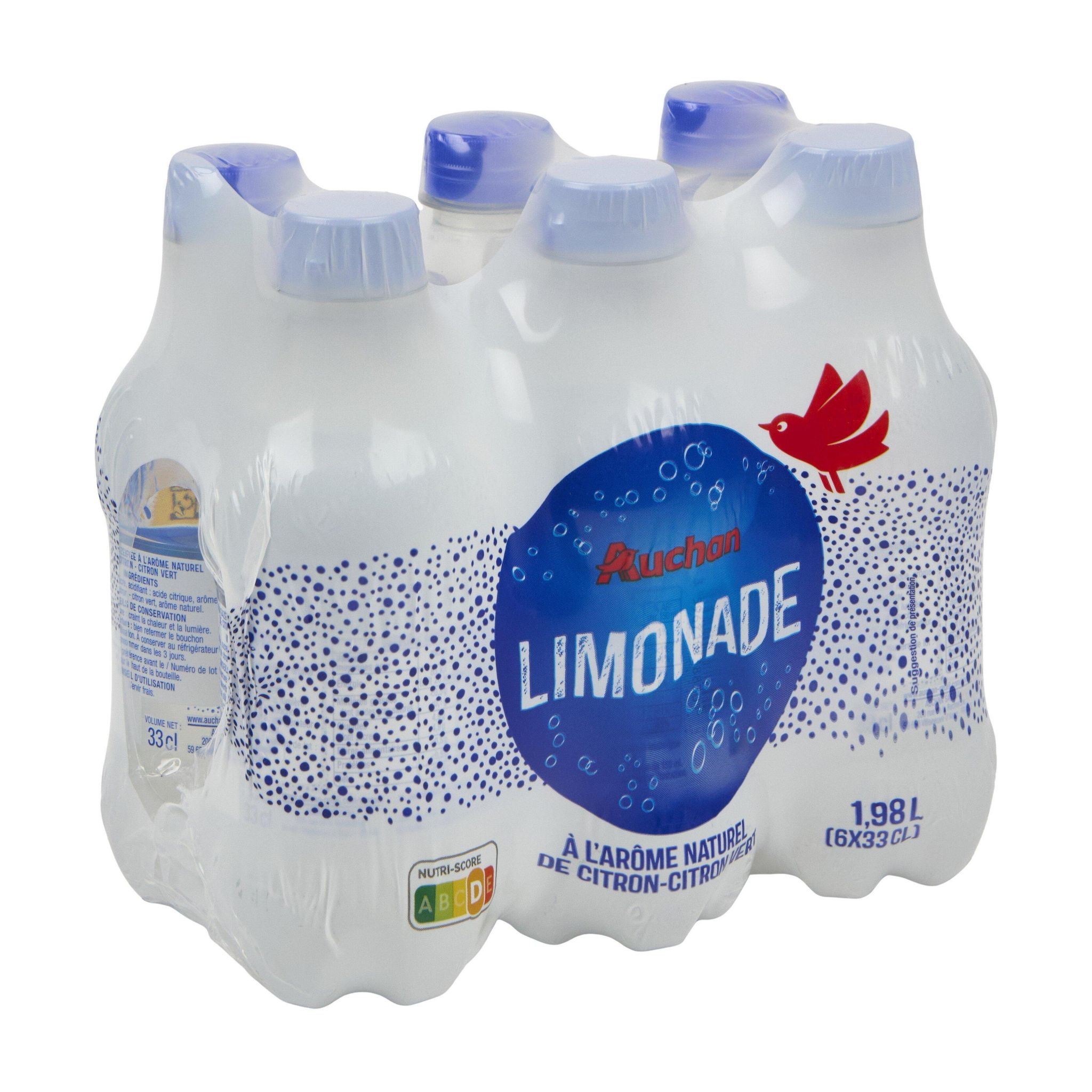 Voir la diapositive 3 : AUCHAN Limonade bouteilles 6x33cl
