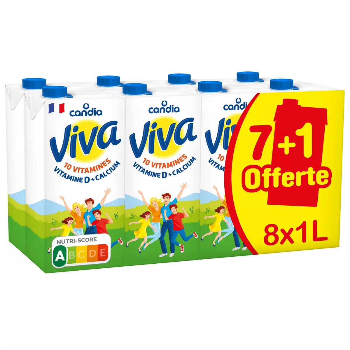 CANDIA Viva lait vitaminé UHT 7+1 brique gratuite