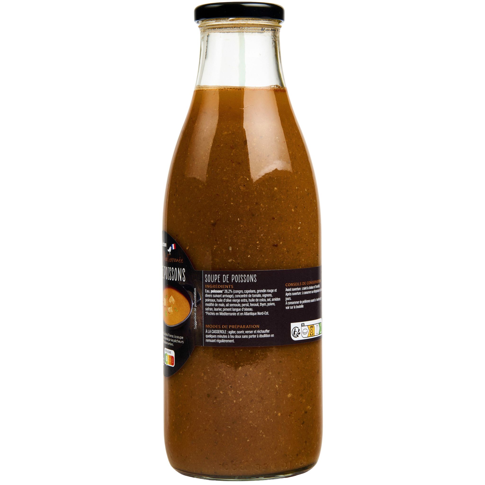 Voir la diapositive 3 : AUCHAN TERROIR Soupe de poissons recette méditerranéenne 4 personnes 970g