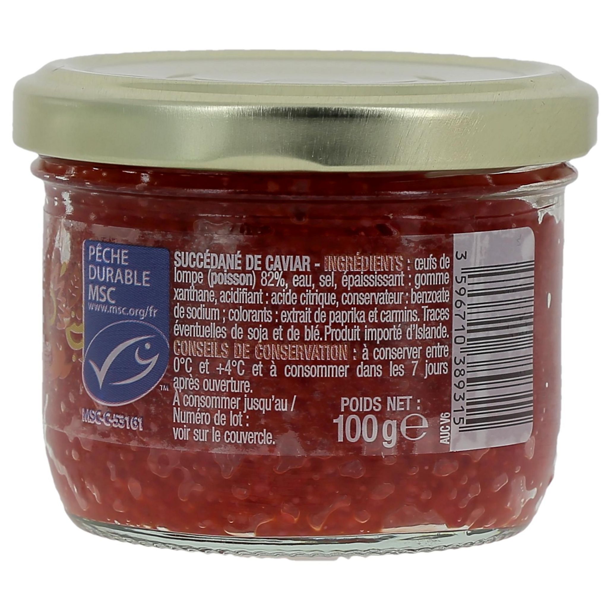 Voir la diapositive 3 : AUCHAN Oeufs de lompe rouges 100g