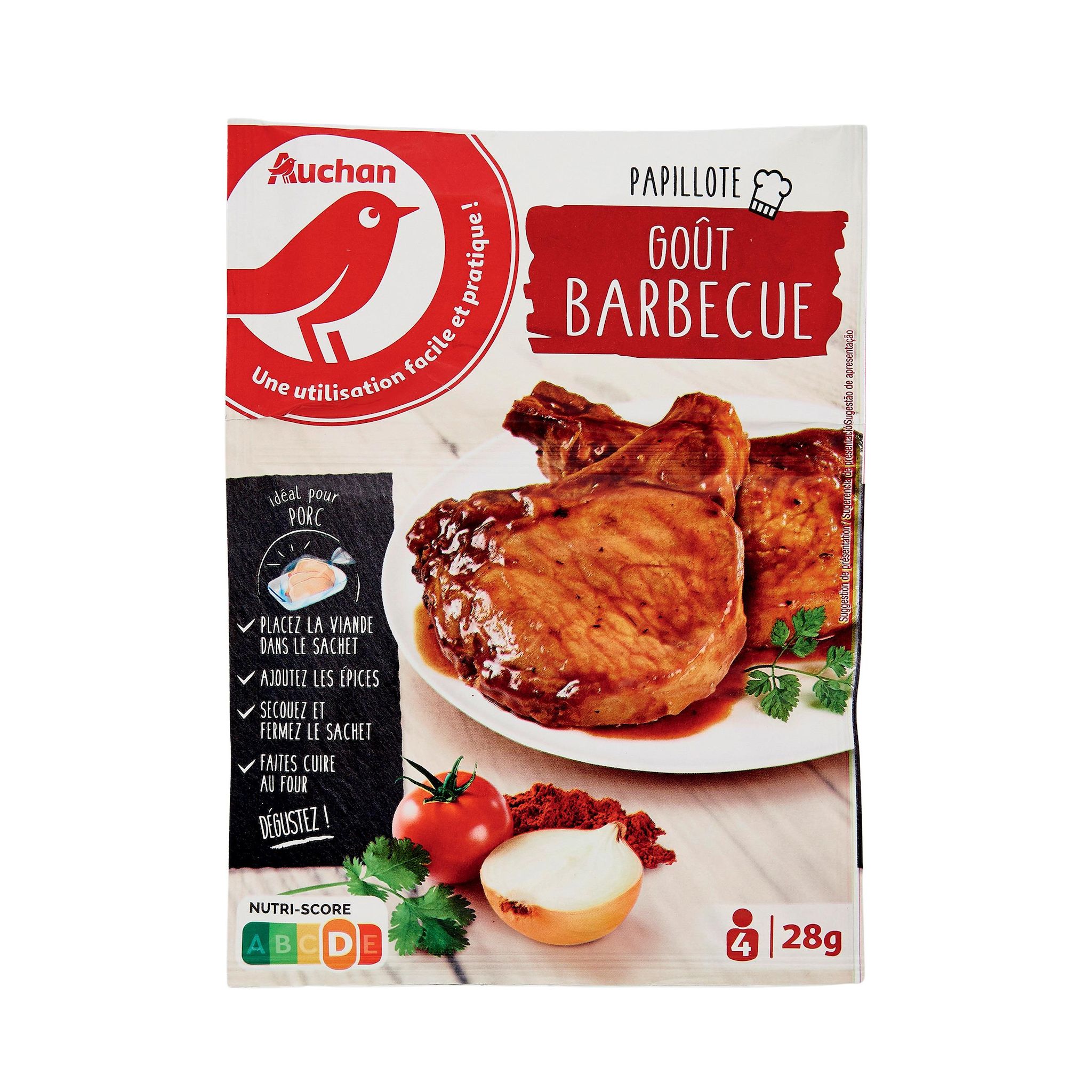 Voir la diapositive 3 : AUCHAN Sachet cuisson et mélanges d'épices goût barbecue 28g
