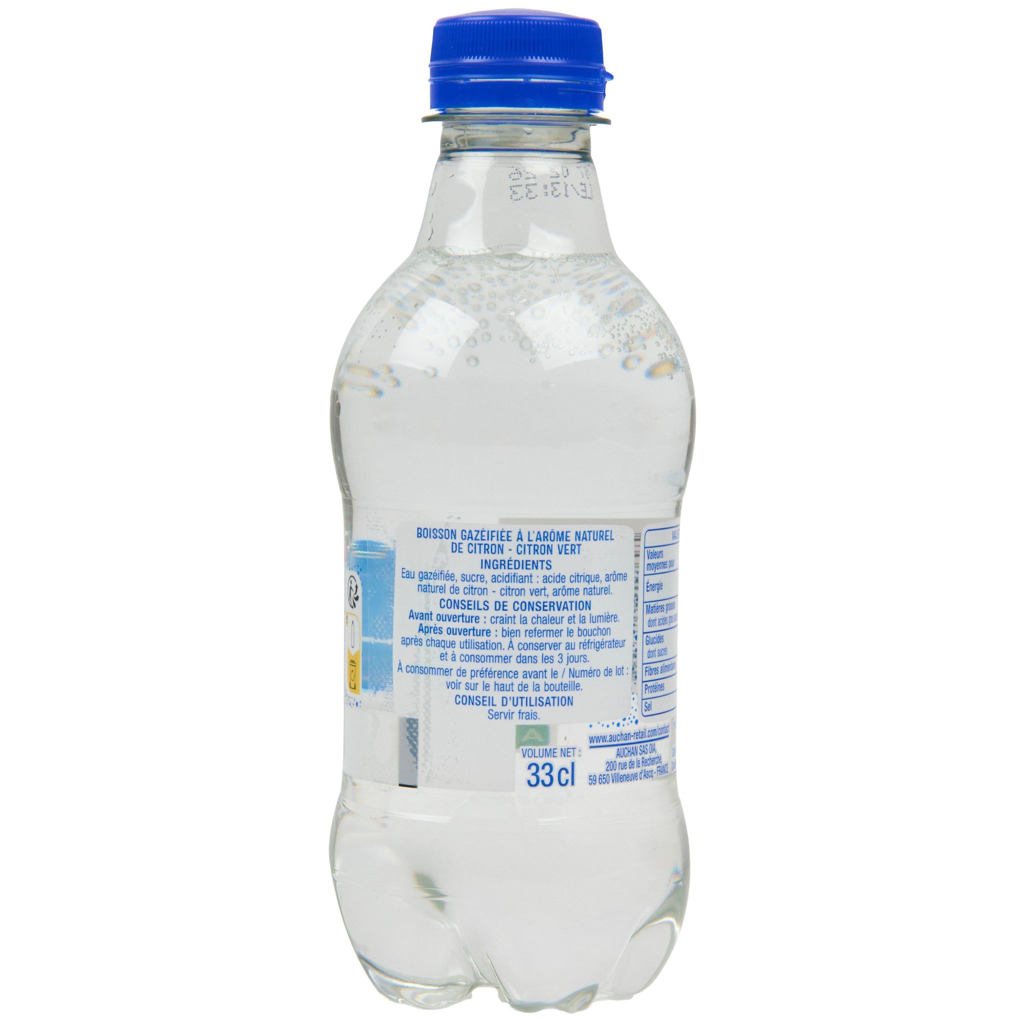 Voir la diapositive 2 : AUCHAN Boisson gazeuse à l'arôme naturel d'agrumes bouteille 33cl