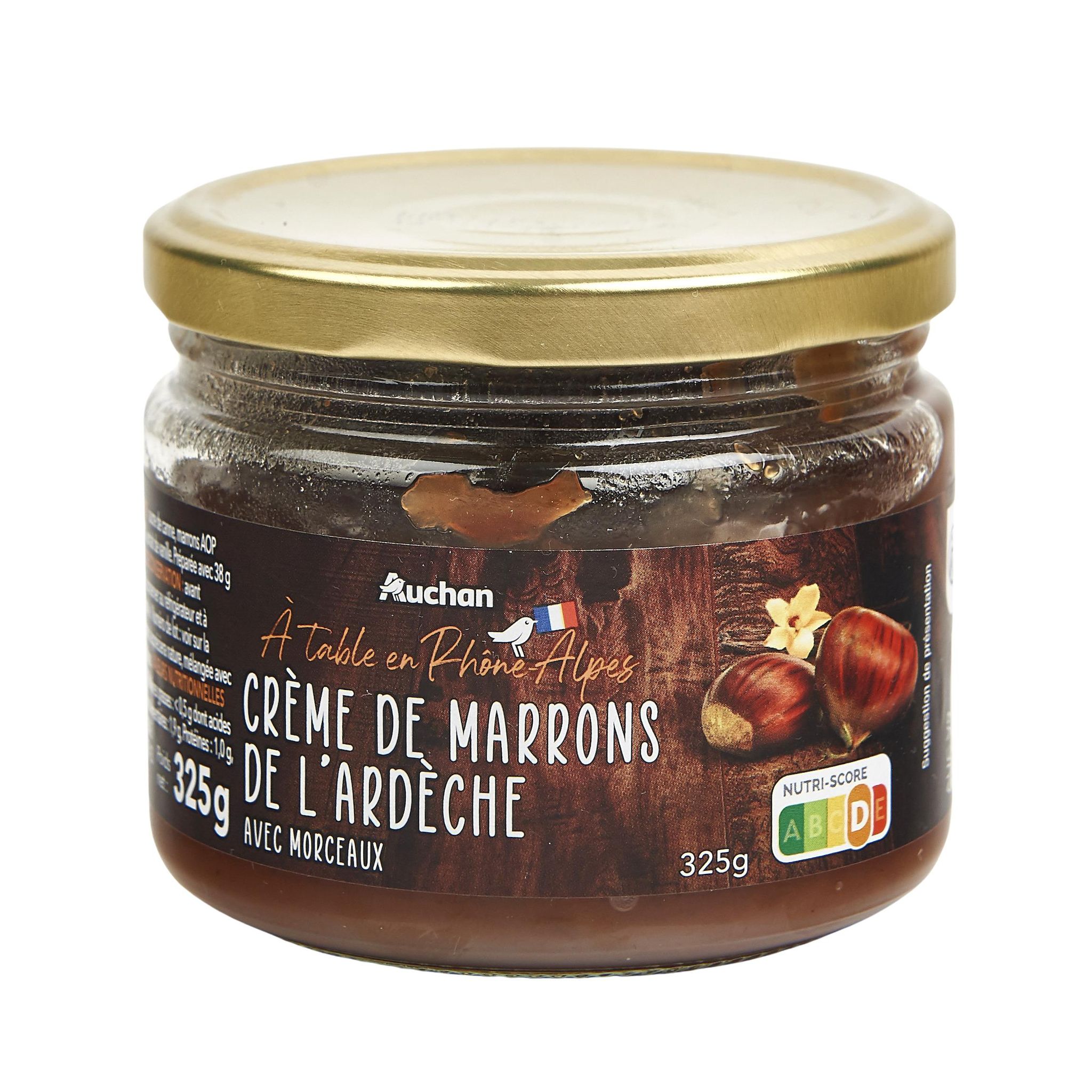 Voir la diapositive 2 : AUCHAN TERROIR Crème de marrons de l'Ardèche au sucre de canne 325g