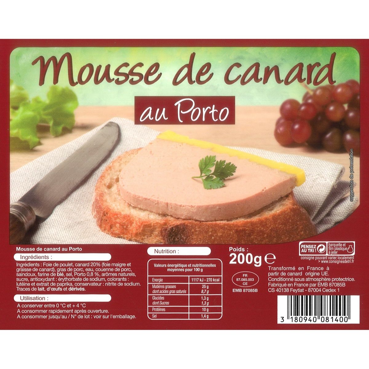 Mousse de canard au porto 200g