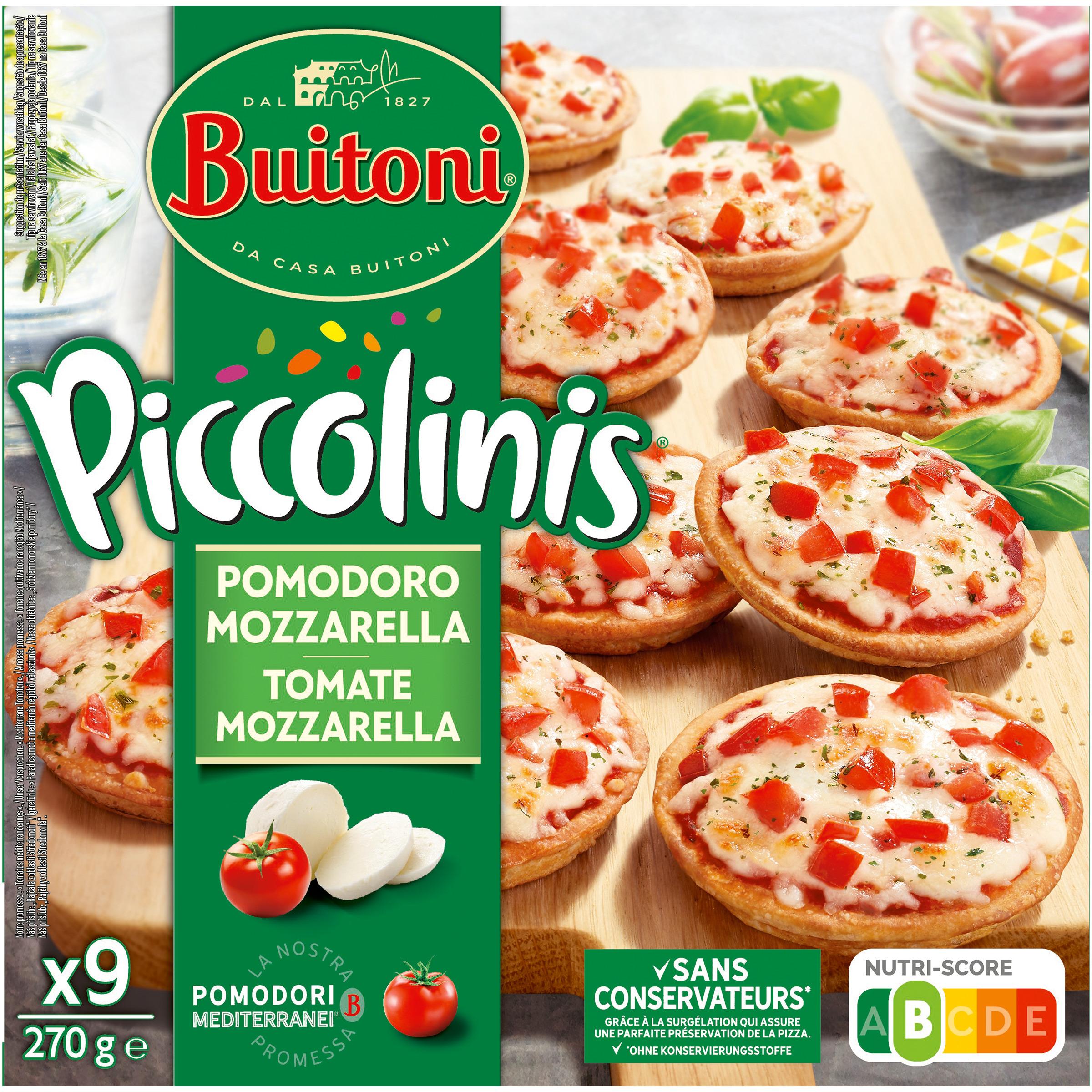 Voir la diapositive 3 : BUITONI Piccolinis - Mini pizza à la tomate et mozzarella 9 pièces 270g