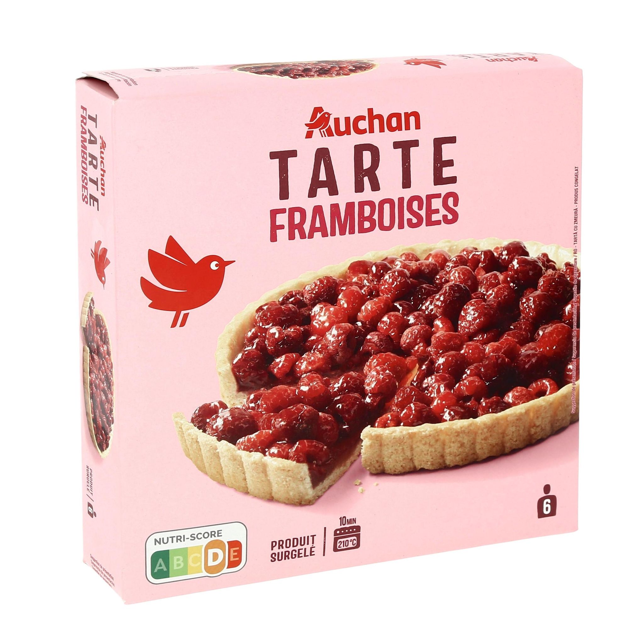 Voir la diapositive 2 : AUCHAN Tarte aux framboises 6 portions 470g