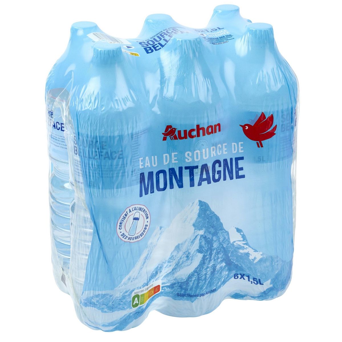 AUCHAN Eau de source de montagne 6x1,5l