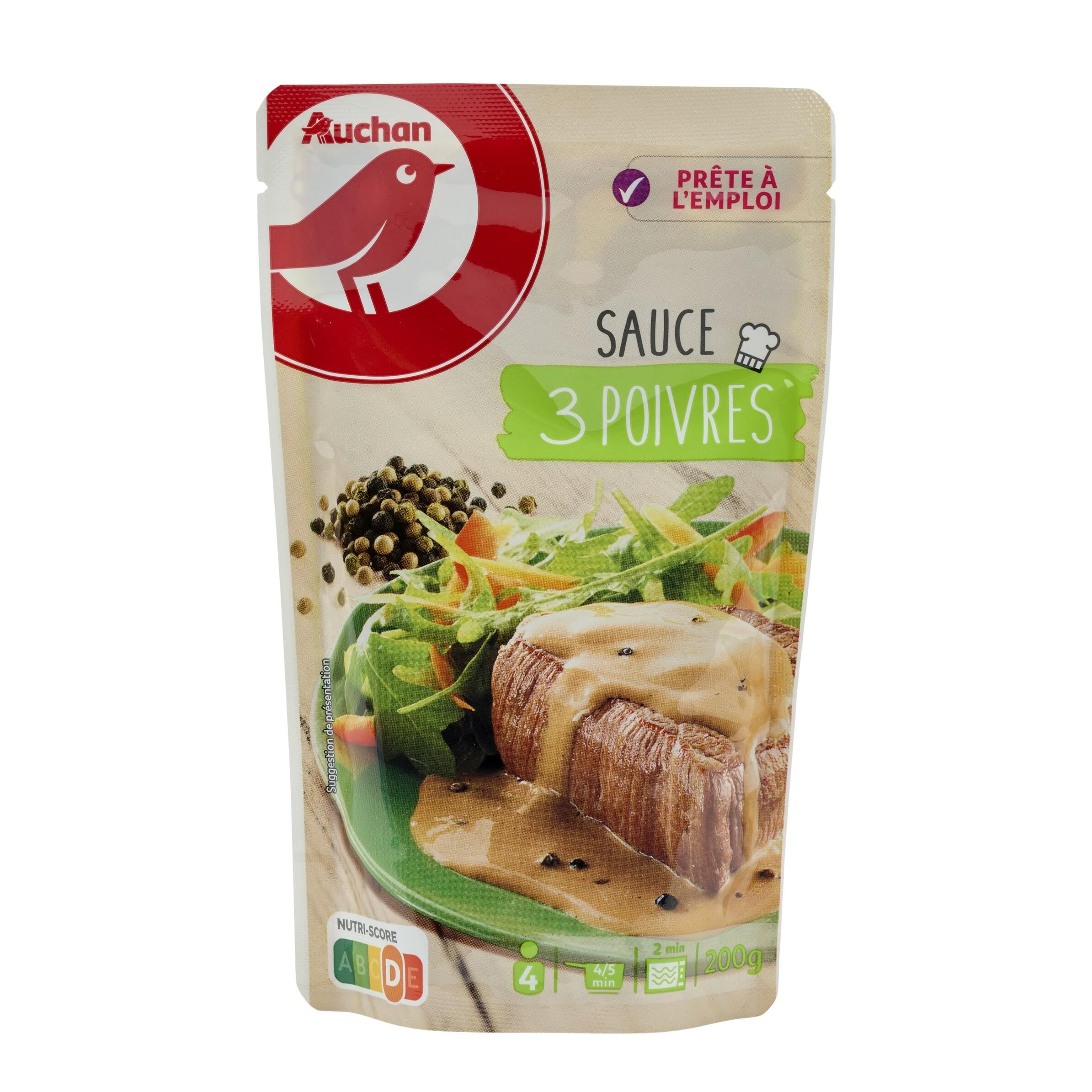 Voir la diapositive 2 : AUCHAN Sauce 3 poivres sachet 200g